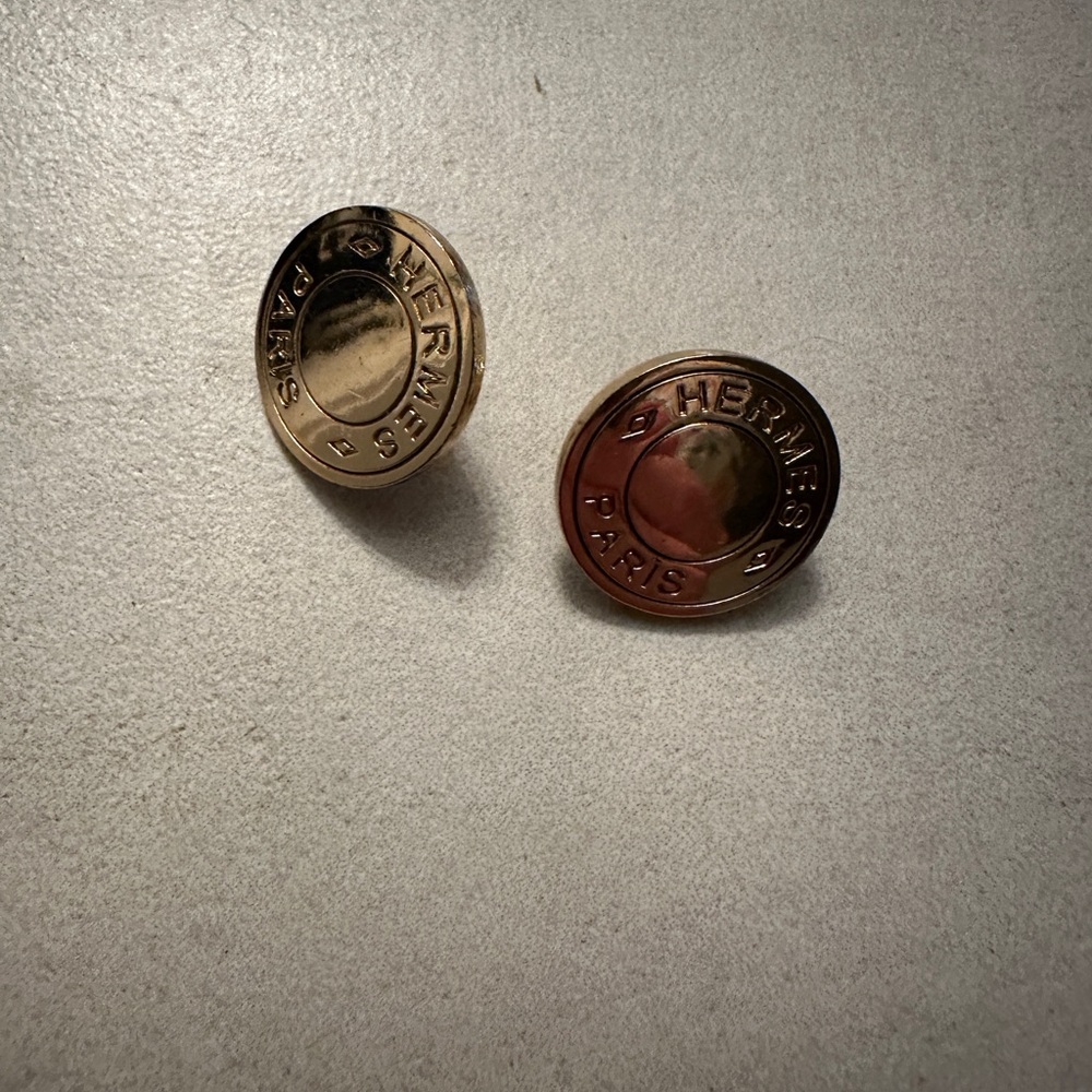 Gold button earrings